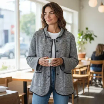 그레이 플리스 자켓 버튼 포함