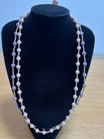 최종 가격 인하 반짝이는 고급 담수 진주 2연 목걸이