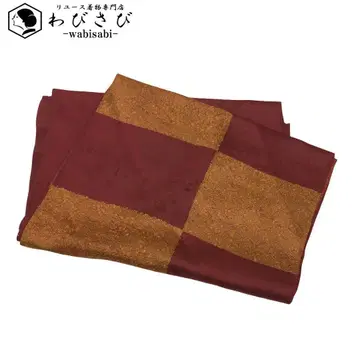 일본 정통의상 소품 오비 장식 천 순수 실크  사각 다홍색 C-6745