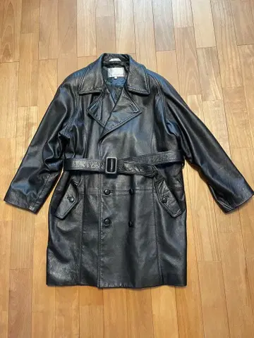 PERLETTO 천연 가죽 트렌치코트 XL 사이즈 블랙