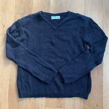 Evameva 코튼 니트 블랙 V넥