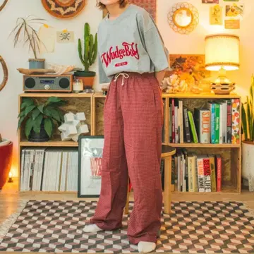 [ WudgeBoy ] 와지보이 check relax pants