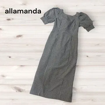 s.1606 [알라만다] 반팔 롱 원피스 깅엄 체크 블랙