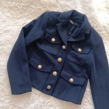 ZARA 자라 나폴레옹 자켓 숏 기장 골드 버튼 블랙