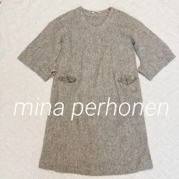 미나 페르호넨 mould 알파카 혼방 울 니트 원피스 변형 소매 36