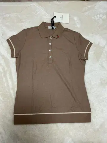 MONCLER 브라운 반팔 피케 셔츠