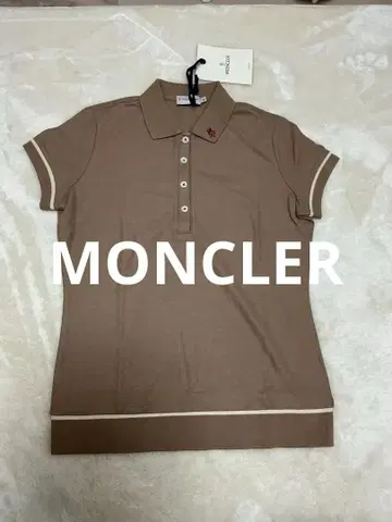 MONCLER 브라운 반팔 피케 셔츠