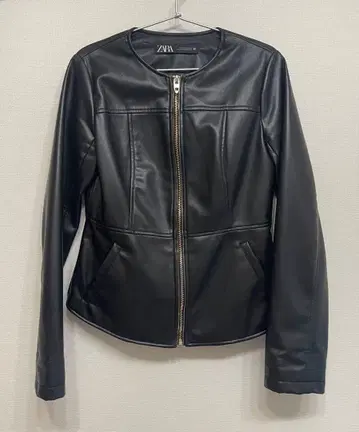 ZARA 가죽 페플럼 자켓 블랙