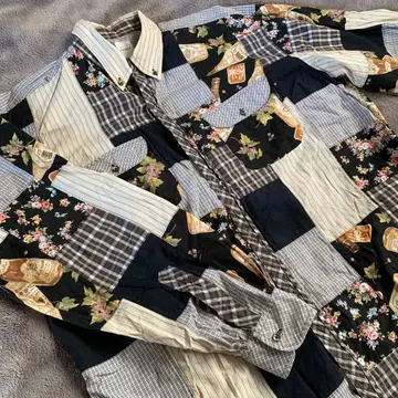 칼 헬무트 패치워크 디자인 긴팔 셔츠