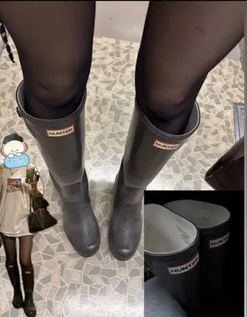 헌터 23.5 블랙 레인부츠