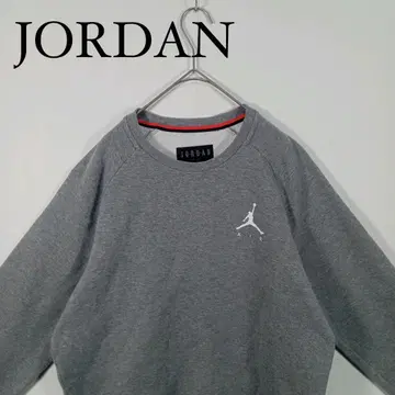 JORDAN 그레이 맨투맨 트레이닝복 로고 프린트 S