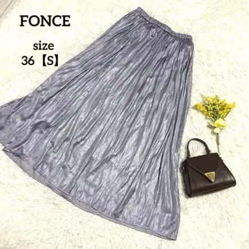 폰세 플레어 스커트 주름 가공 새틴 광택 롱 허리밴딩 퍼플