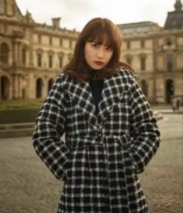 herlipto 트위드 다운 체크 무늬 롱 코트 클리닝 완료