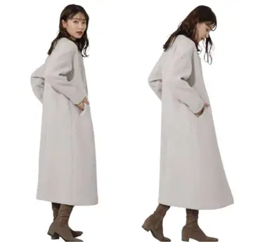 새상품급 내추럴 뷰티 베이직 롱 코트 M 노카라