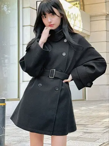 벨트 포함 멀티 Way 페이크 울 코트 (블랙) [fo1762]