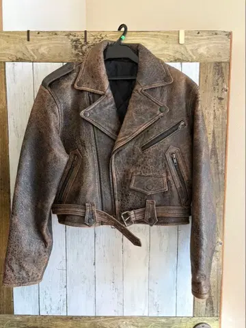 구제 의류 양가죽 ROBO 더블 라이더 자켓 브라운 가죽 자켓