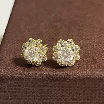 모이사나이트 꽃 모양 크리스탈 귀걸이 925 스털링 실버
