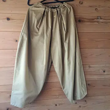 핸드메이드 벌룬 팬츠 면 허리밴딩 턱 카멜 베이지 L