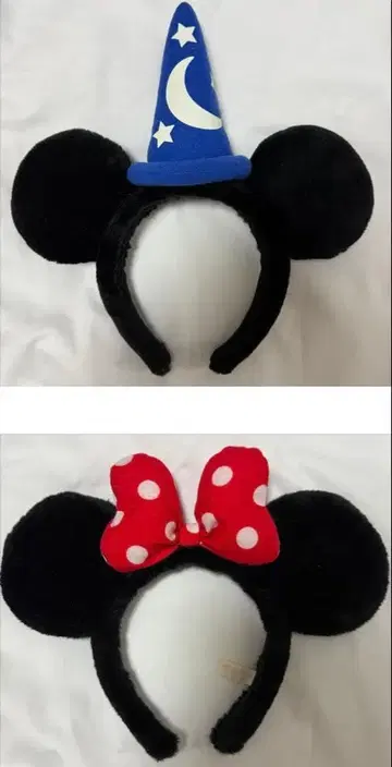 미키 귀 머리띠 세트 (마법사 모자 리본)