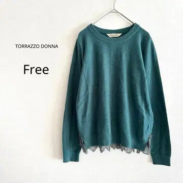 [ TORRAZZO DONNA ] 니트 스웨터 그린 레이스 긴팔