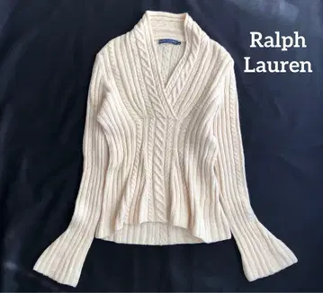 랄프 로렌 소매 플레어 케이블 니트 V넥 니트 L 사이즈 여성용