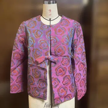 컬러 자켓 핑크 보라색 꽃무늬