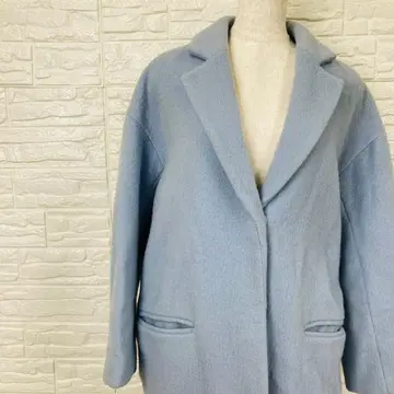 미라 오웬 벨트 포함 울 체스터 코트 라이트 블루 [1537-59]