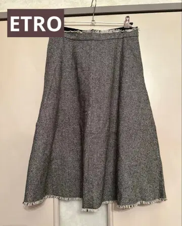 에트로 ETRO 그레이 트위드 플레어 스커트