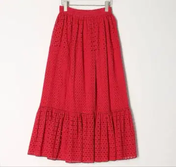 TOMORROWLAND 롱 스커트 코튼 레이스 스커트 빨간색