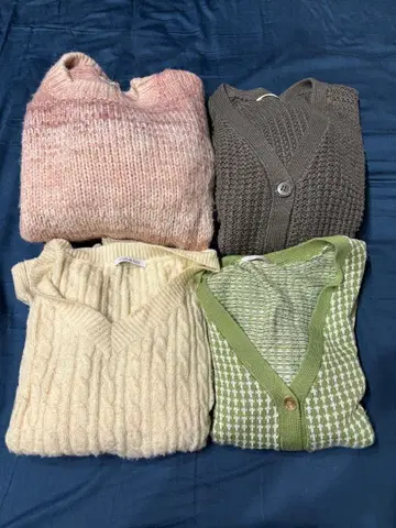 [ 여성용 ] 니트 스웨터 4종 세트 M 사이즈, 프리 사이즈