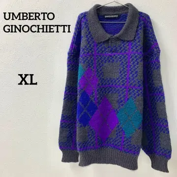 빈티지 움베르토 지노키에티 아가일 무늬 니트