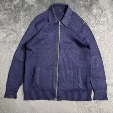 Angela mode 울 니트 풀 집업 스웨터 네이비