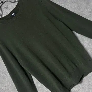 유니클로 니트 스웨터 스테디셀러 캐시미어 100% 카키 남성용