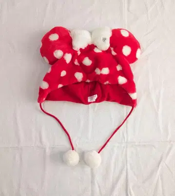 디즈니 미니 마우스 빨간색 도트 큐빅 팬캡