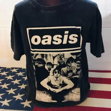 오아시스 oasis L 밴드 T셔츠 락 T셔츠 블랙