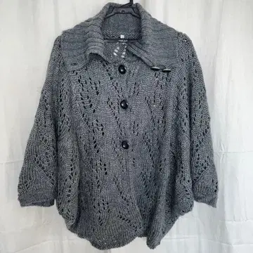 그레이 니트 스웨터 판초