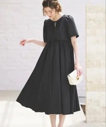 미사용 택 포함 볼륨 슬리브 개더 원피스