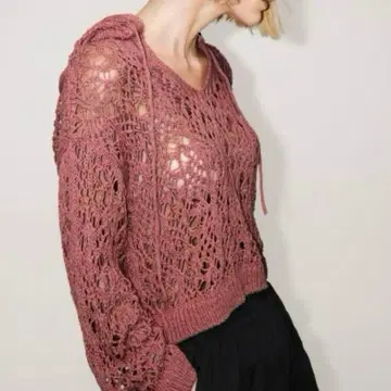 ZARA 레이스 니트 새상품 후디 상의 핑크
