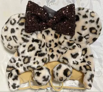 레오파드 무늬 미니 팬캡 브라운 갈색 디즈니랜드 레오파드