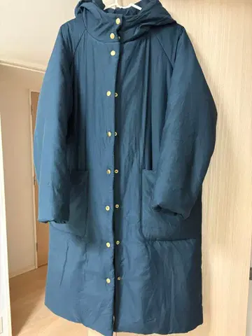 새상품급 오드리앤존와드 코튼 실크 두꺼운 솜 후디드 롱 코트