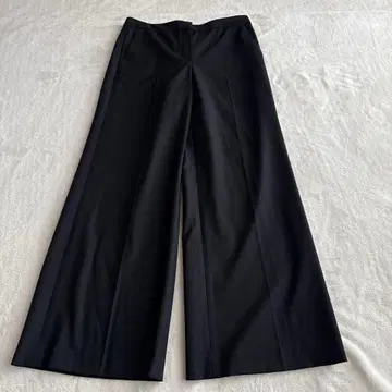 띠어리 센터 프레스 블랙 와이드 팬츠