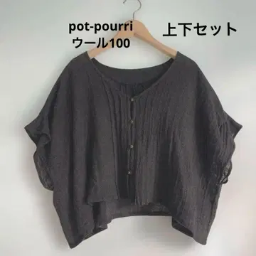 당일 발송 pot-pourri 울 100 일본제 반팔 셋업