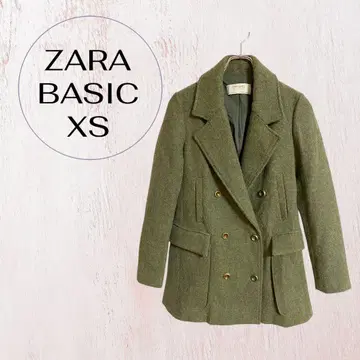 ZARA BASIC 피코트 XS 카키 계열 더블 버튼 울 코트
