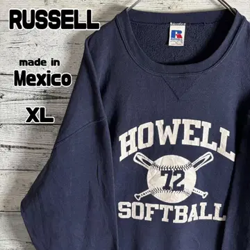 [ 멕시코제 ] 90s 러셀 애슬레틱 칼리지 프린트 네이비 남성용 XL