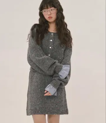 loin nuit 로완뉴이 스팽글 니트 셋업 그레이