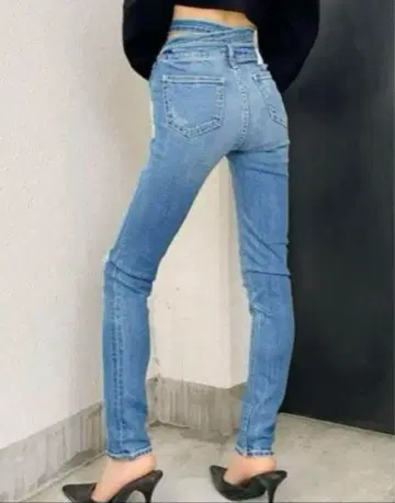 GYDA BACK 크로스 스키니 데님 팬츠