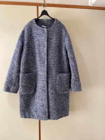 네이비 트위드 튜닉 코트