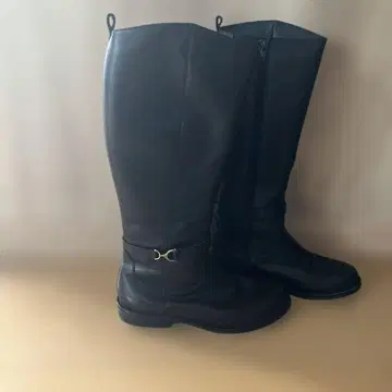 cavacava 가죽 롱 부츠 블랙 사이드 지퍼 24cm