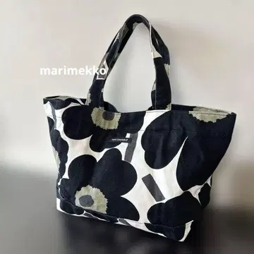 marimekko 마리메꼬 토트백 캠퍼스 우니코 올 패턴 블랙 화이트