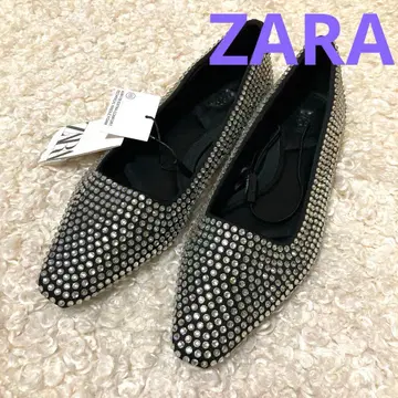 ZARA 새상품 택 포함 스톤 장식 블랙 플랫슈즈